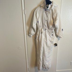 Vintage Edelweiss women's ski Snow suit size 12 White, Teal, Purple